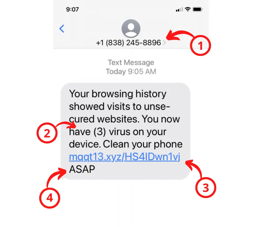 Example of a smishing scam