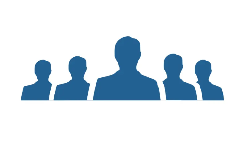 Icons of 5 people in a line