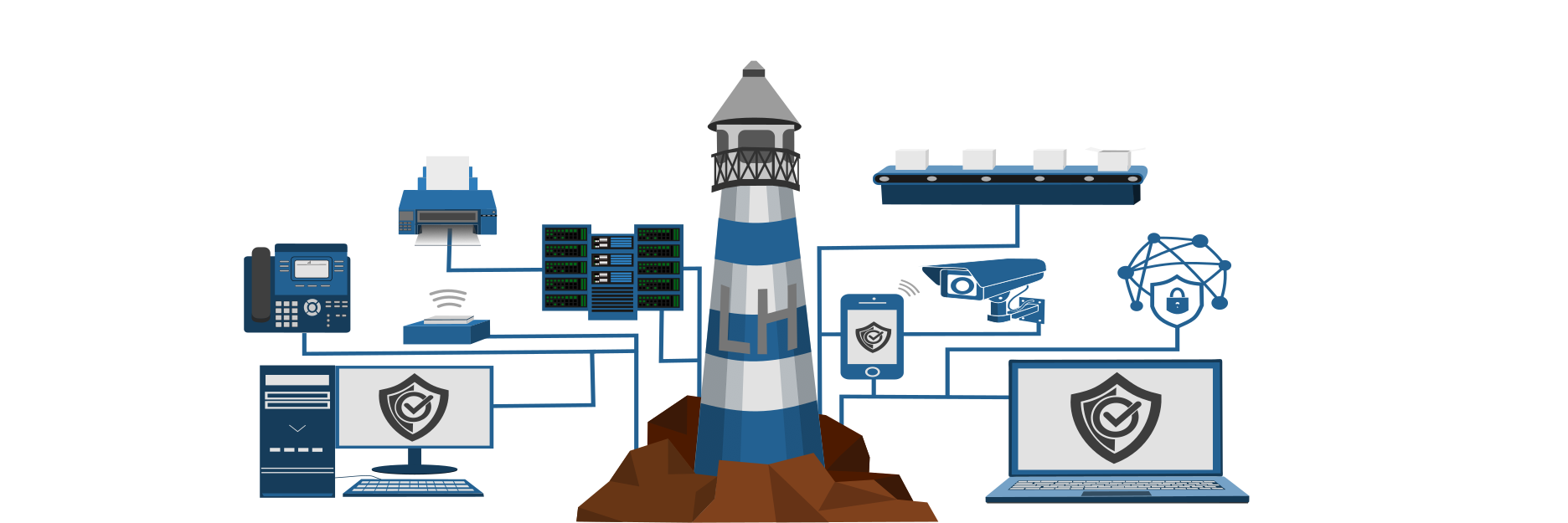The core of Lighthouse Integrations services surrounding a lighthouse