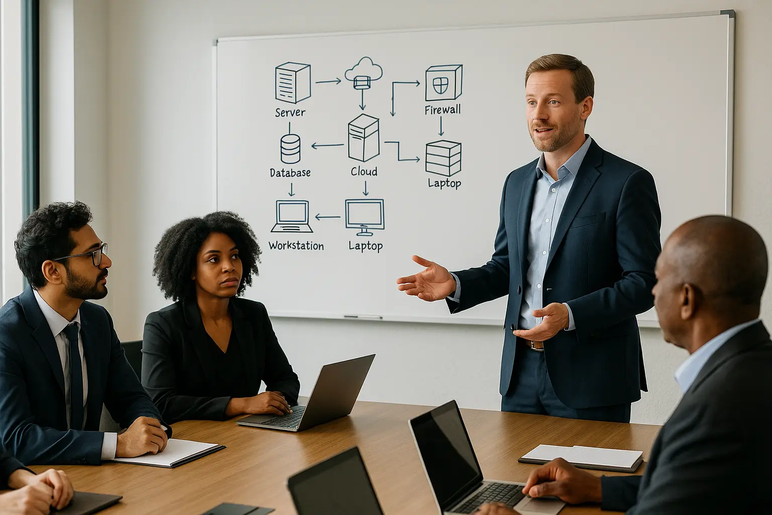 image of a vCIO presenting the new IT infrastructure to a board of stakeholders