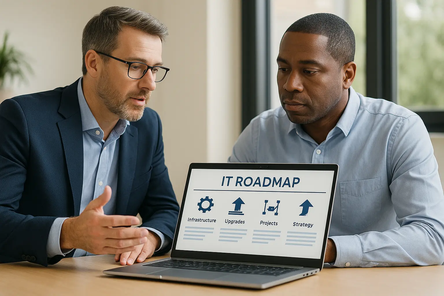 image of a vCIO walking a business owner through their IT roadmap