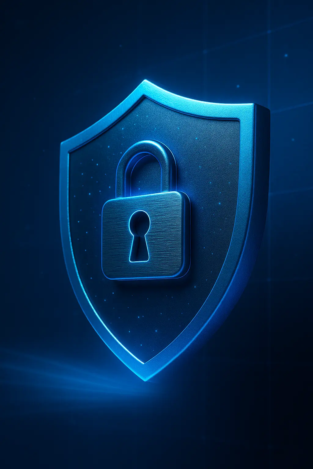 Blue Cyber Lock and Shield Cybersecurity Digital Blue Lock and Shield