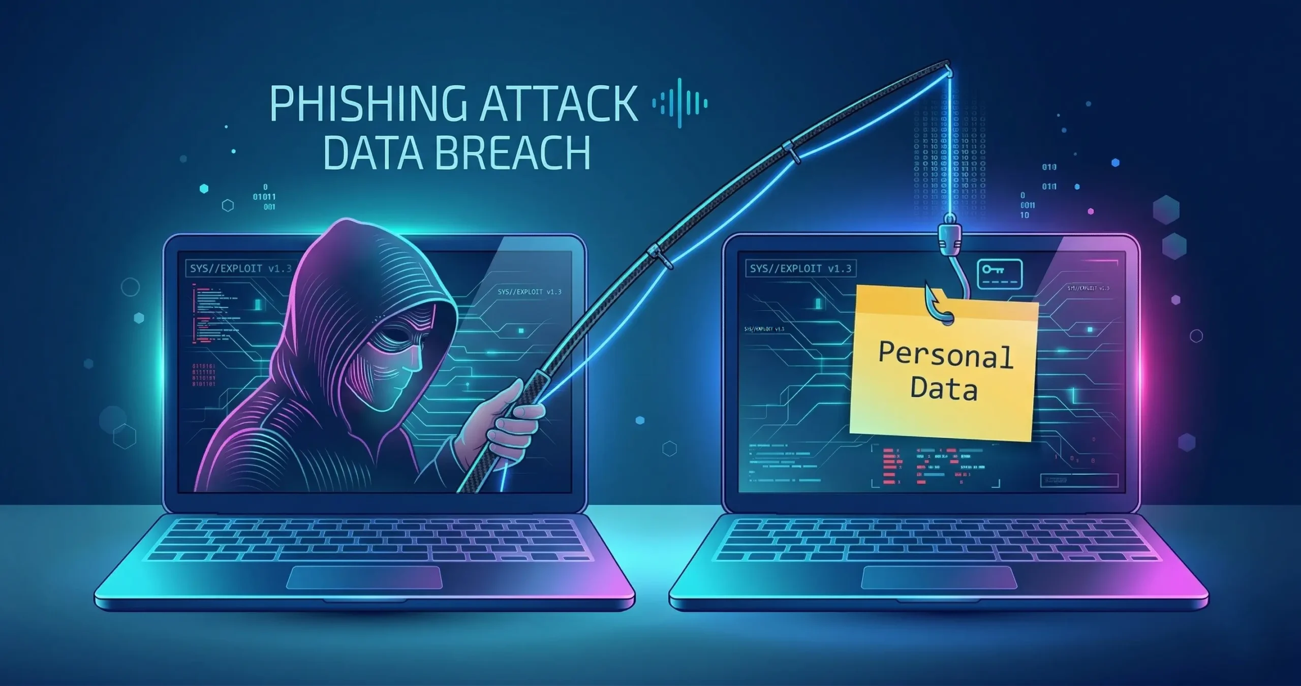 Hacker stealing personal data in a phishing attack