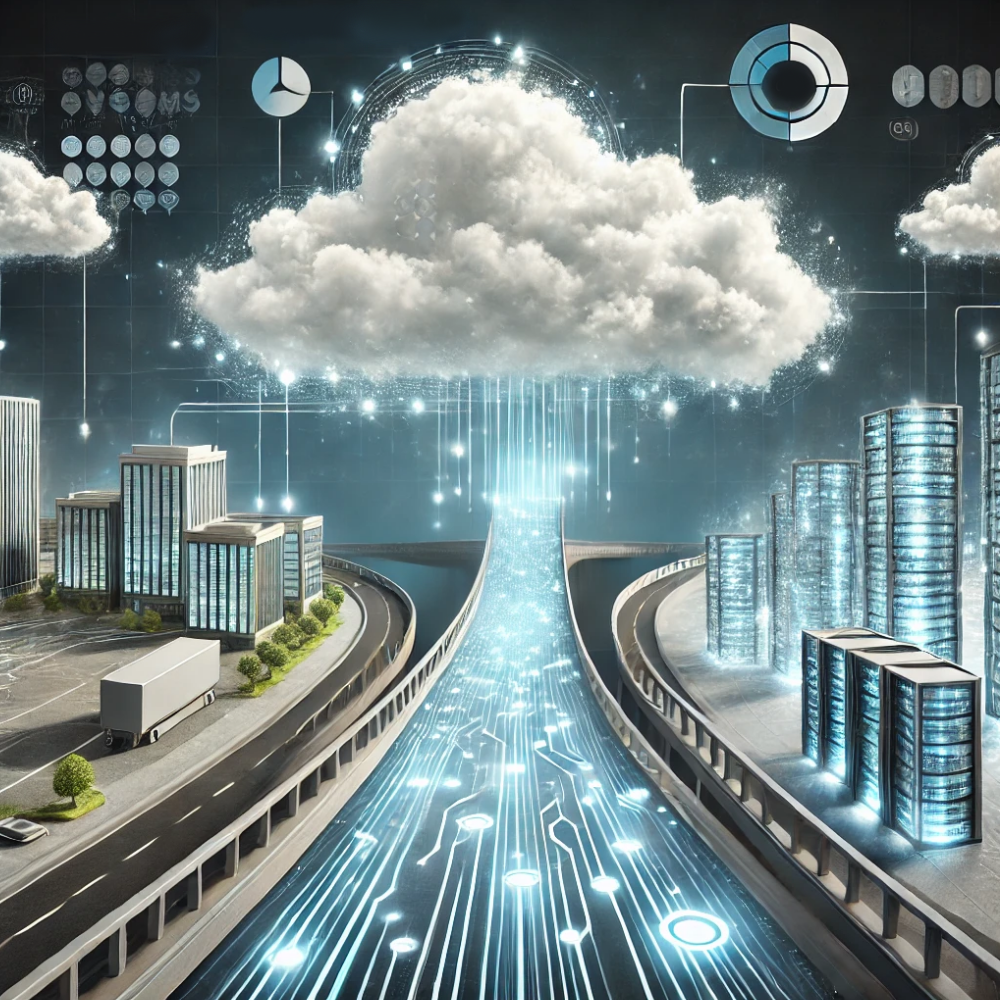A bridge representing the connection between business systems and the cloud